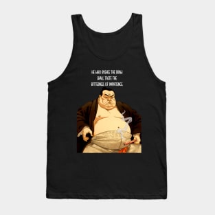 Puff Sumo: "He Who Rushes the Draw Shall Taste the Bitterness of Impatience" - Puff Sumo on a dark (Knocked Out) background Tank Top